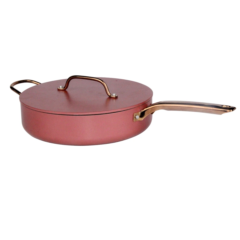 Durable scratch Coocking Ware Pot Set Cream Cookware With  Flat Aluminum Lid