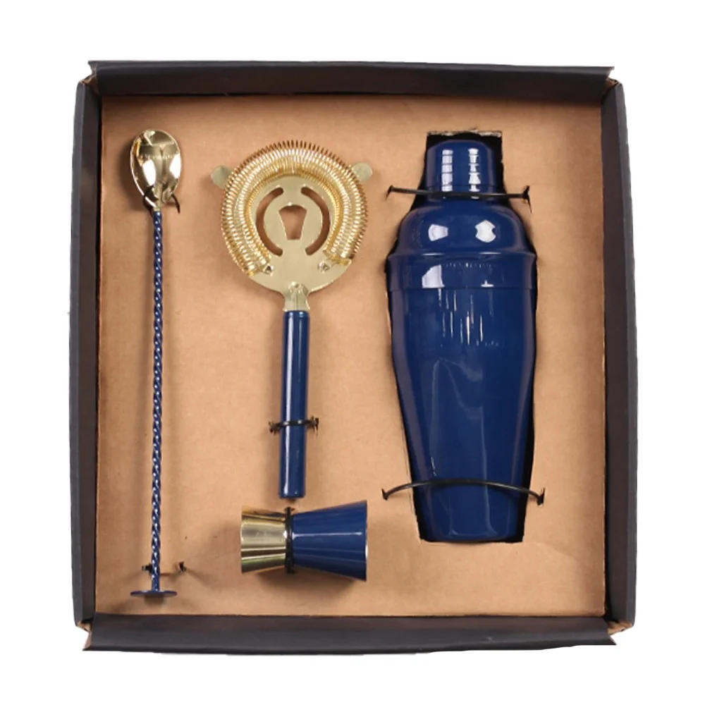 
High Quality Luxury 4pcs Stainless Steel Spray Paint Gold Plated Bar Shaker Set 