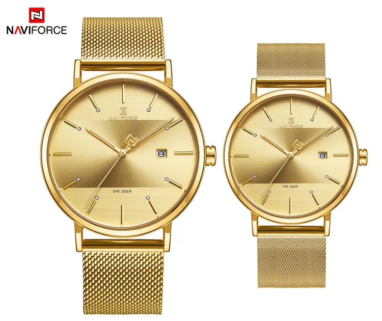 NAVIFORCE 3008 GG Sports Quartz Waterproof Couple watch Casual Wristwatches Simple Date Male Analog Clock lovers