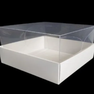 In Stock White Paper Base Square Cake Box Clear Inside Lid 6 10 12 inch Sweet Dessert Bakery Box Fodlding Cardboard PET PVC