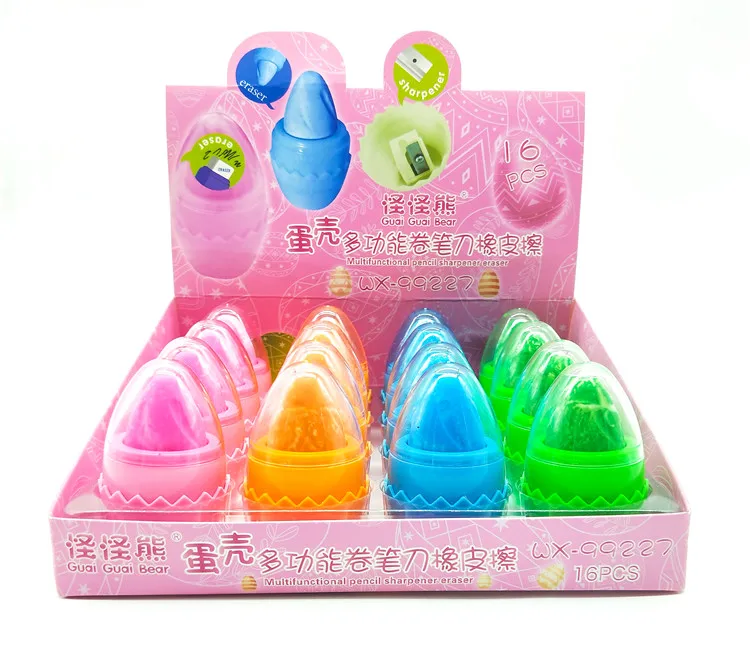 Eggshell multi-functional pencil sharpener eraser