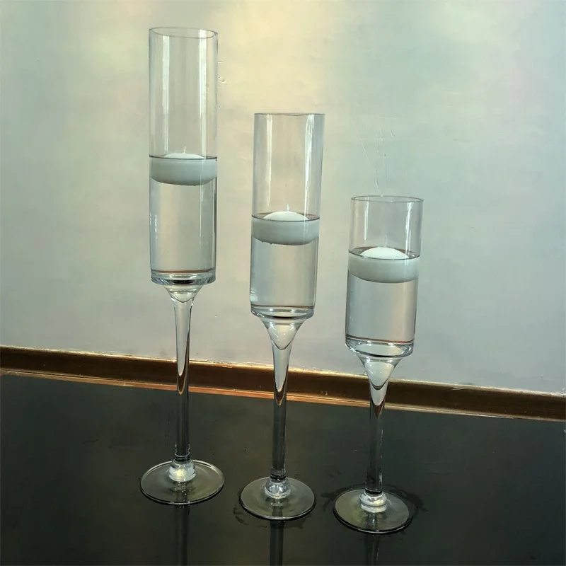 Оптовая продажа, Свадебный стеклянный цилиндрический подсвечник, набор из 3 штук для декоративного стола