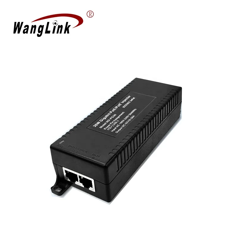 PoE Injector Adapter, PoE+ Injector 30W 10/100/1000Mbps IEEE 802.3af/at Compliant, Up to 100 Meters