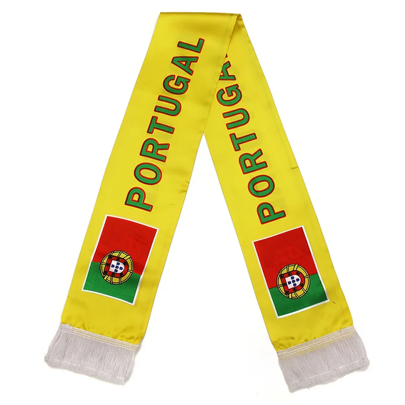 Double Side printed Soccer Fans Scarves Printing Custom Logo Club Scarf Satin Polyester Football Fans Scarf With Tassel