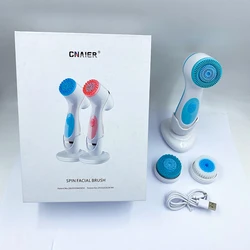 2021 Новый щетка для чистки лица Электрический портативный поворотный глубокое очищение 3-в-1 Многофункциональный водонепроницаемый, соответствует стандартам CE и очищающее средство для лица