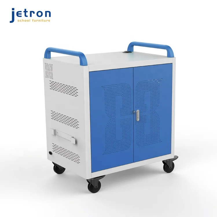 Oem 30 Bays Ipad/laptop Charging Cart With Wheel,Double Door AC Charge Cart