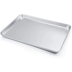 Heavy duty large baking pan stainless steel rectangular non stick oven cookie tray baking sheet