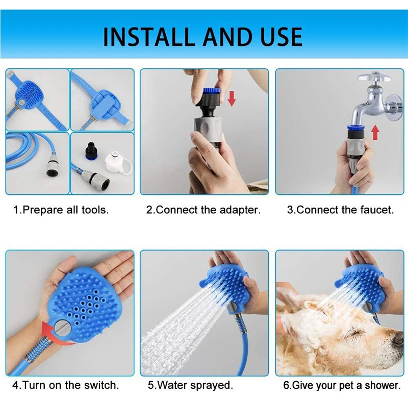 Pet Dog Bathing Cleaning Set Tool Pet Bath Brush For Bathtub and Outdoor Garden