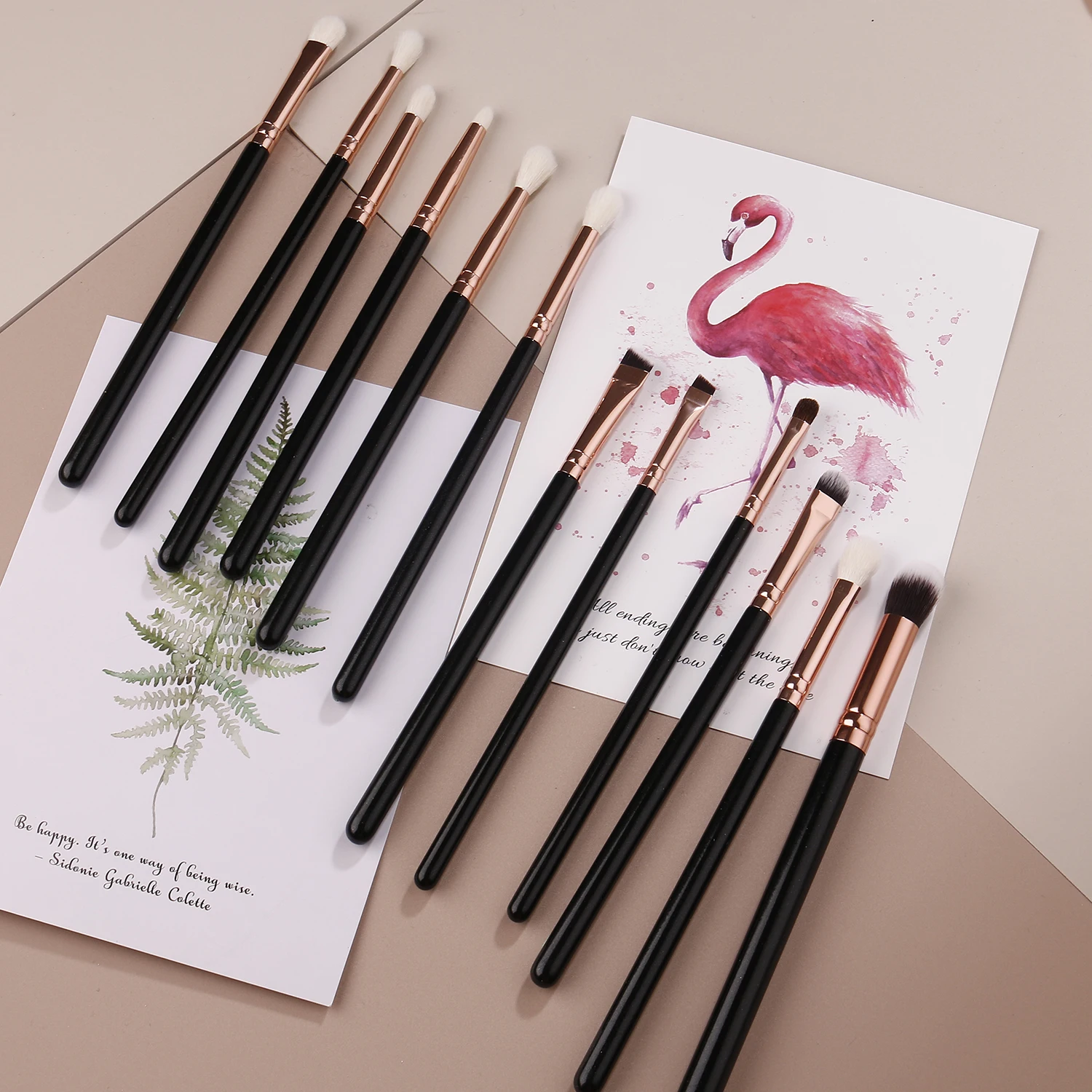 Professional Eye shadow 12 pieces Natural goat hair makeup Brush Hot Sale Wholesale Factory