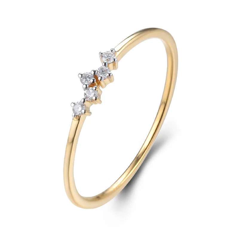 2022 14K 18K Gold Plated Dainty Aaaaa Cz Stone 925 Sterling Silver Rings Women Jewelry