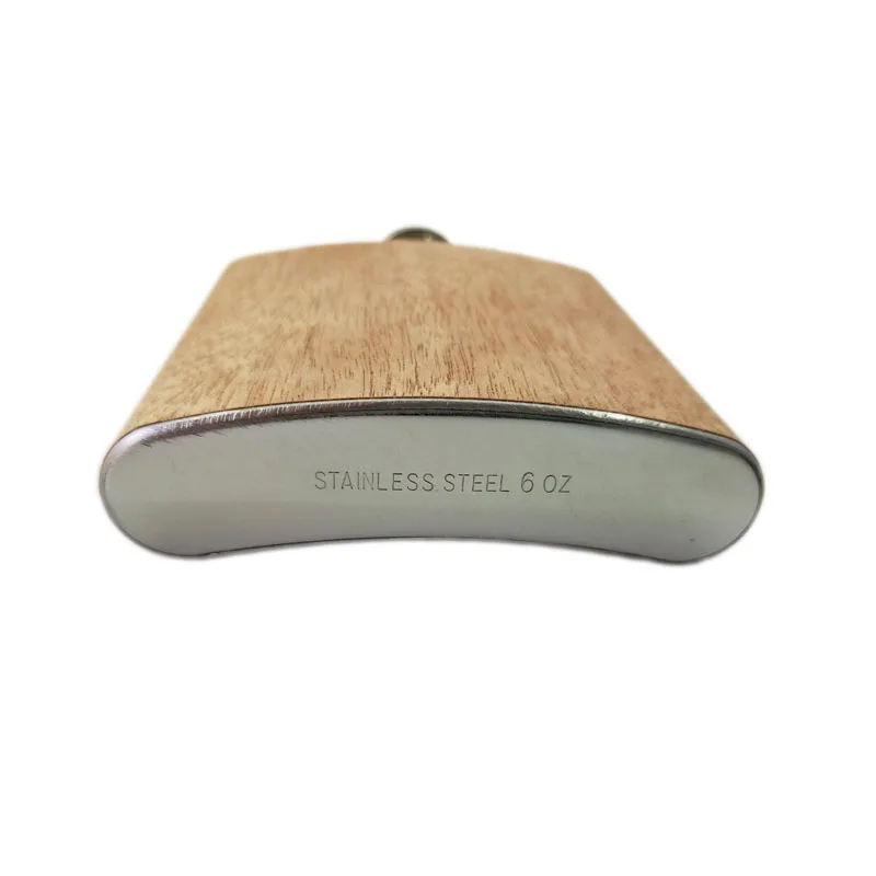 
Stocked wholesale 6oz stainless steel wooden hip flask 