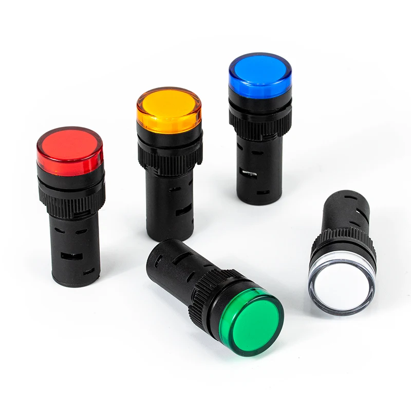 AD16-22 Panel Mount 22mm LED AC DC 6V 12V 48V 110V 220V 380V Equipment Signal Pilot Lamp Indicator Light