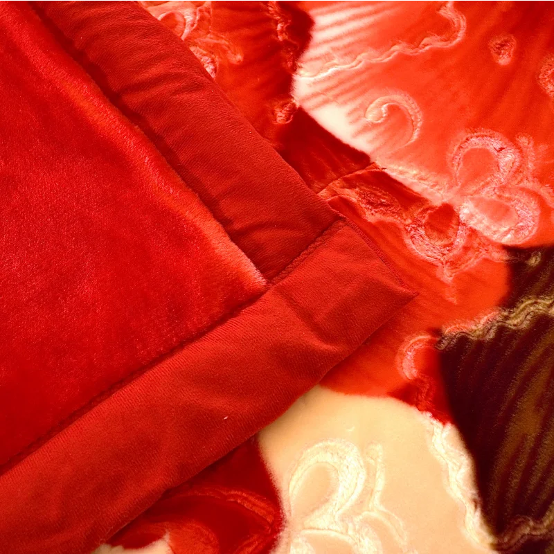 100% Polyester Super Soft Korean Mink Raschel Blanket Floral Print and Cartoon Pattern Queen Size for Home Use in Winter