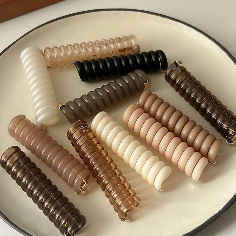 Braided Phone Cord Telephone Wire Hair Bands Straight Spiral No Crease Hair Elastics Ponytail Fixed Hair Rope