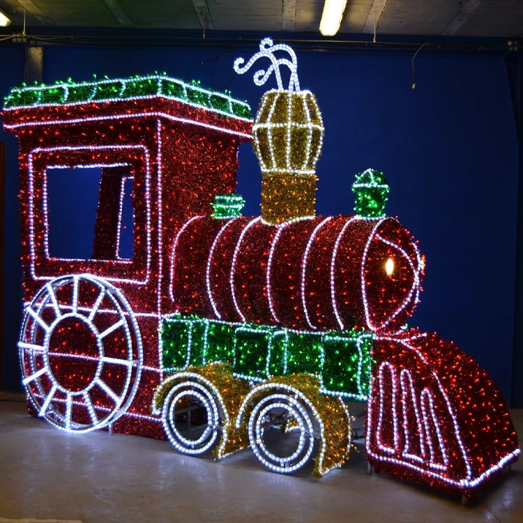 Outdoor 3D Train lighted Commercial display large motif lights LED Train for Christmas  New Year