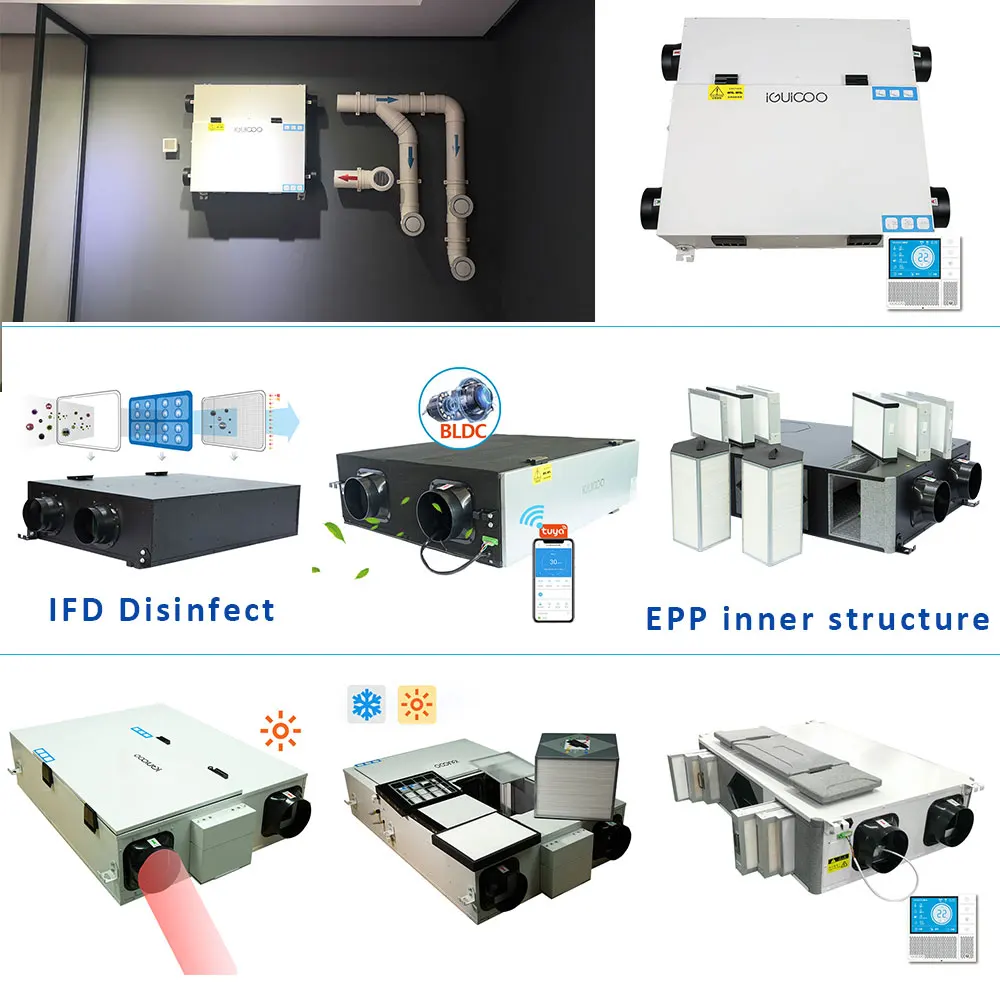 Air to water heat pump ERV hrv heat recovery ventilation machine with electricity for home