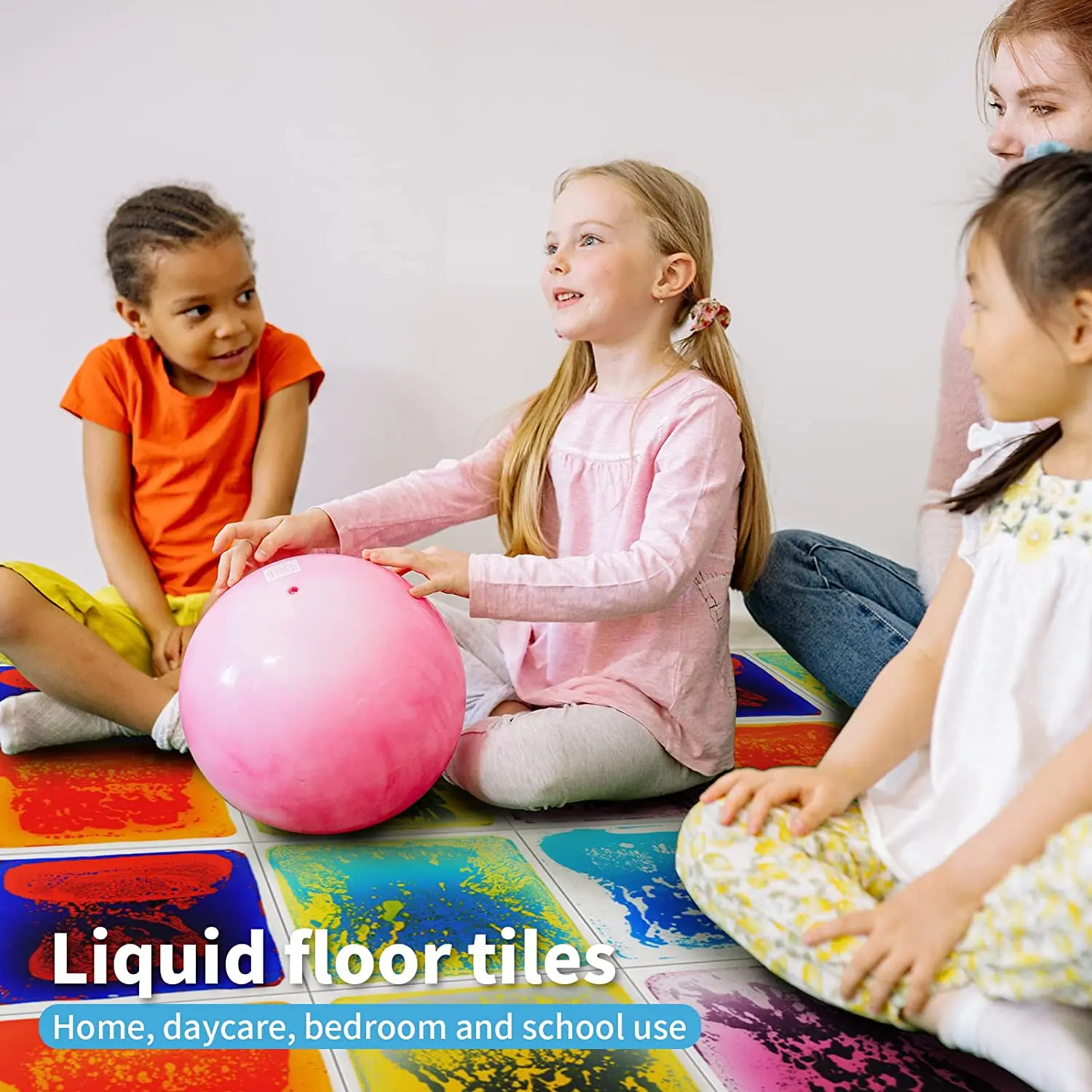 Sensory toys Imagination Development Liquid PVC Floor Tile Mat Educational Toys Kids Children Sensory Floor Tile