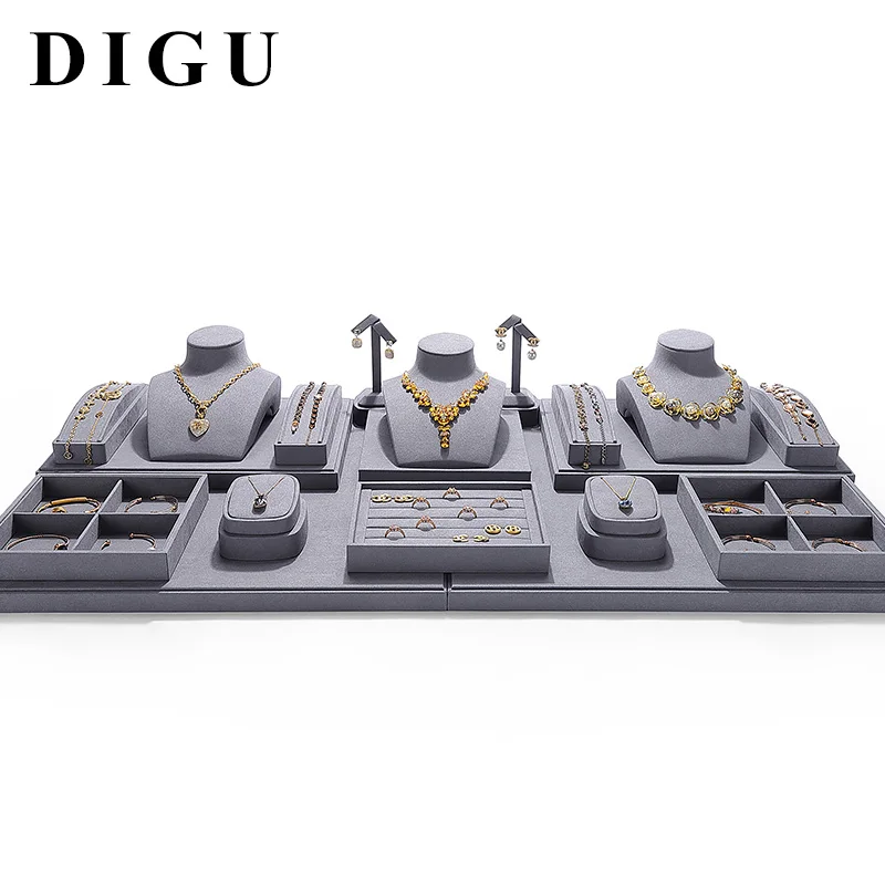 Digu jewelry display portrait neck necklace rack original super fiber light luxury jewellery window display jewelry stand props