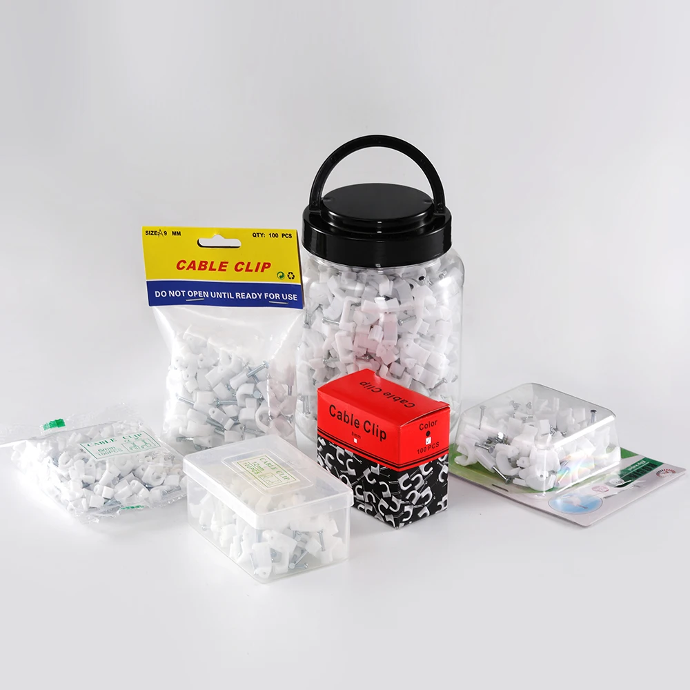 cable clips for twin flat cables ,with concrete nails ,round type 4mm-16mm