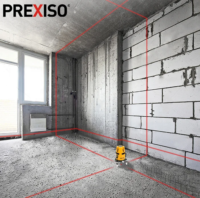 Лазерный уровень PREXISO, 4 в-линии, 1 Горизонтальная петля, самонивелирующийся, автоматический вращающийся строительный Нивелир, многолинейный лазерный уровень