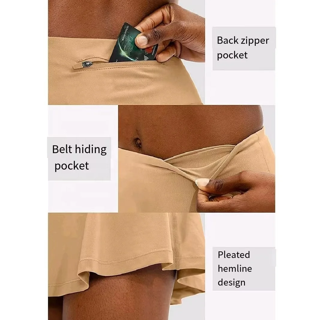 Logo Custom sportswear tennis clothes dress one piece beach tennis dress with zipper golf sports wear women summer dress skirt