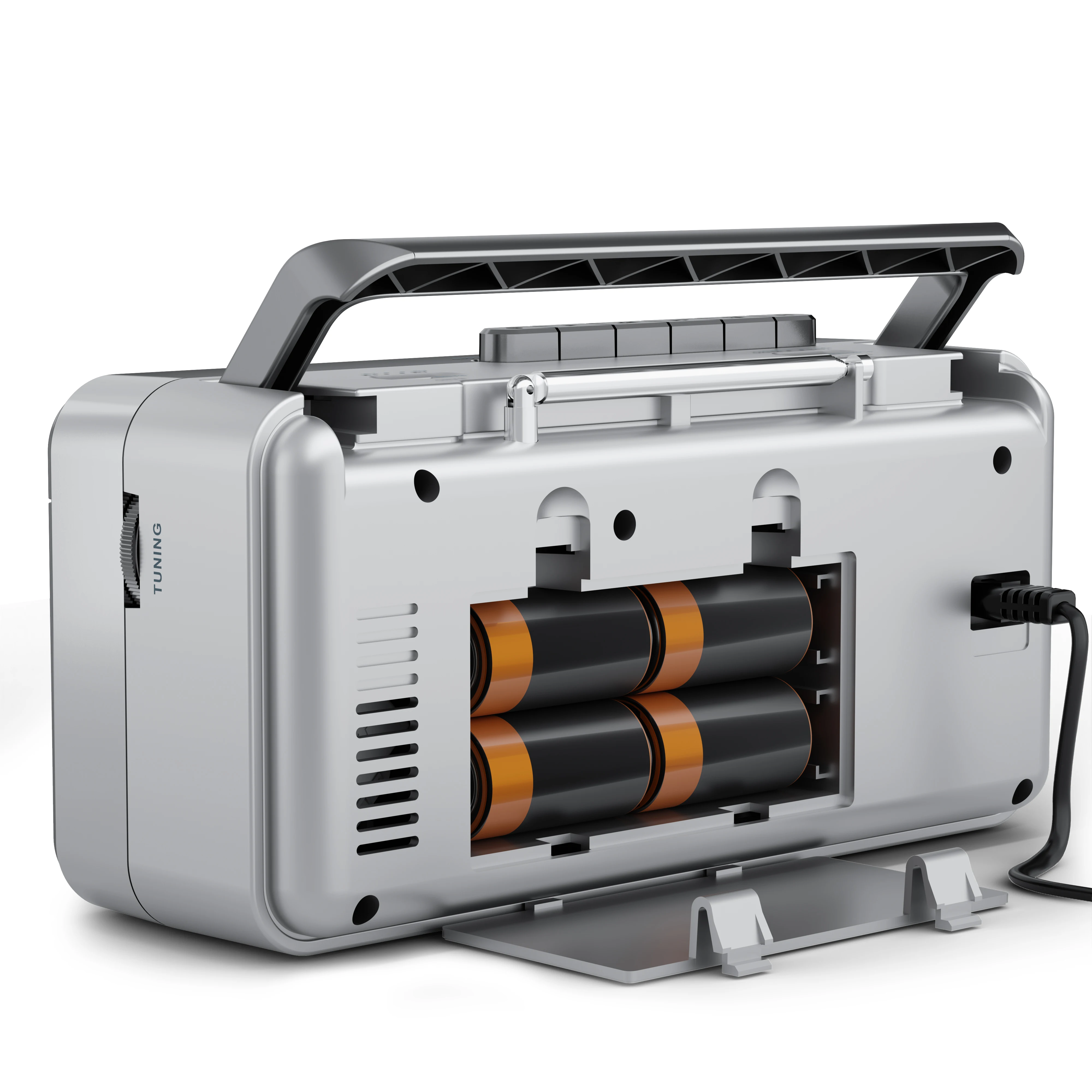 Panda 8223 Retro Boombox Cassette Player AC Powered or Battery Operated Stereo AM/FM Radio with Big Speaker and Earphone Jack