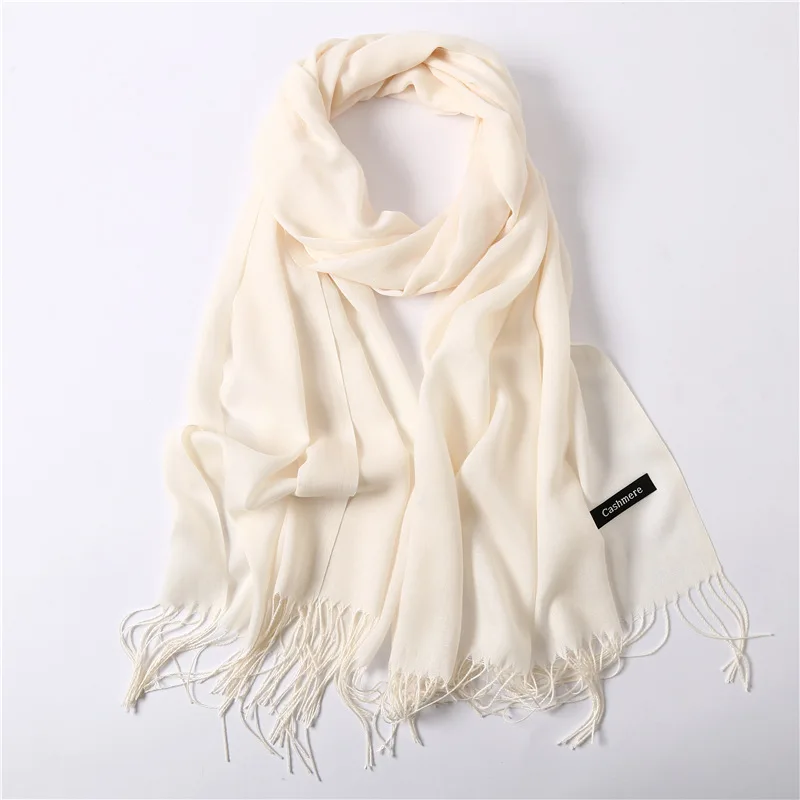 Hot selling solid color fabric scarf fashion autumn winter 200 * 70cm tassel thin women scarf