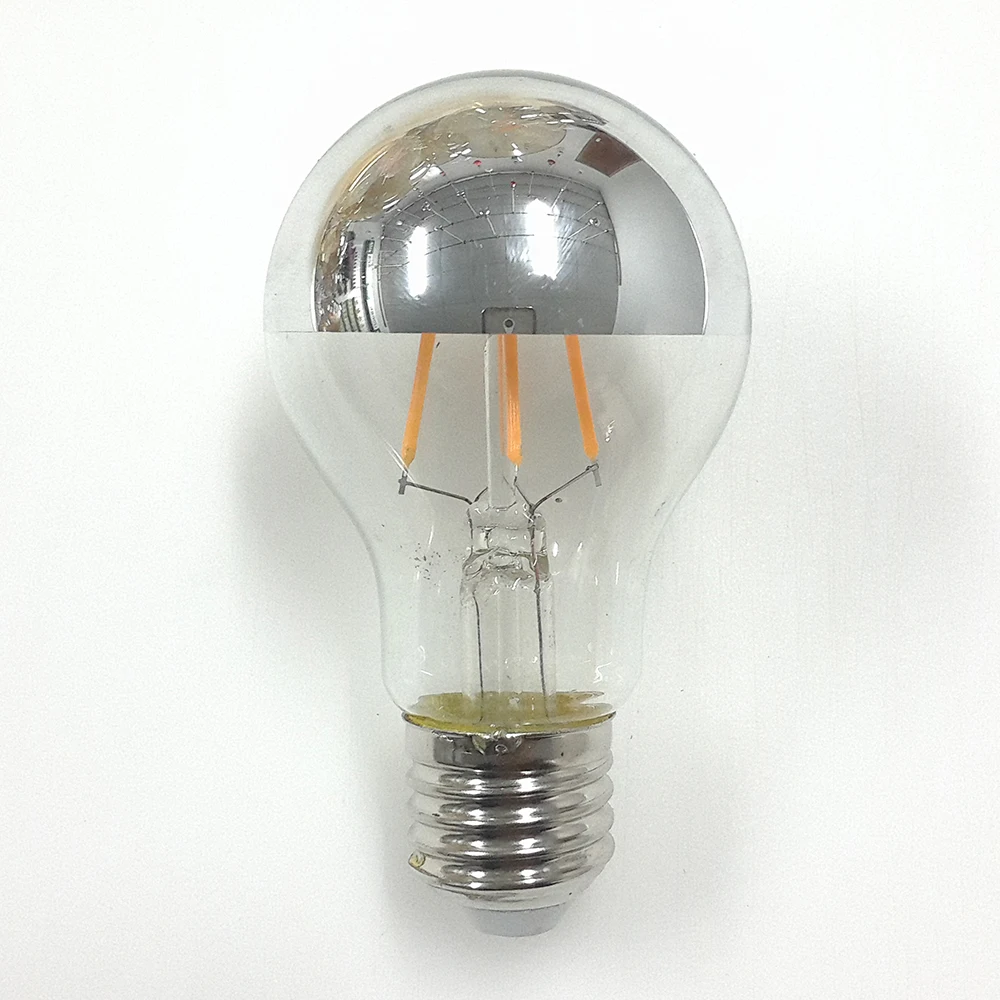 Eslas ODM OEM Aluminium Glass A60 Top Silver LED Filament Bulb for Residential Lighting