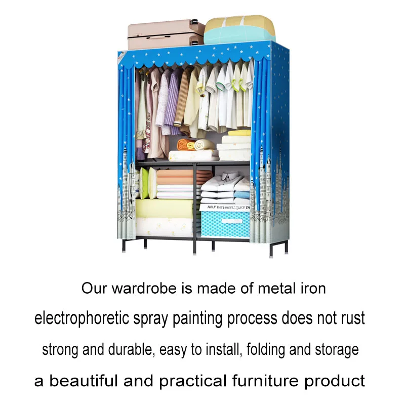 
2 door multicolor kids wardrobe closet Azure Blue cupboard wardrobe for bedroom living room 