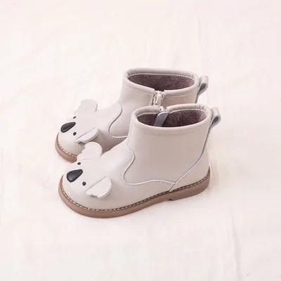 Ivy82058A Kids fall winter thick ankle boot new cute animal design girls lamb wool genuine leather boot child warm shoes