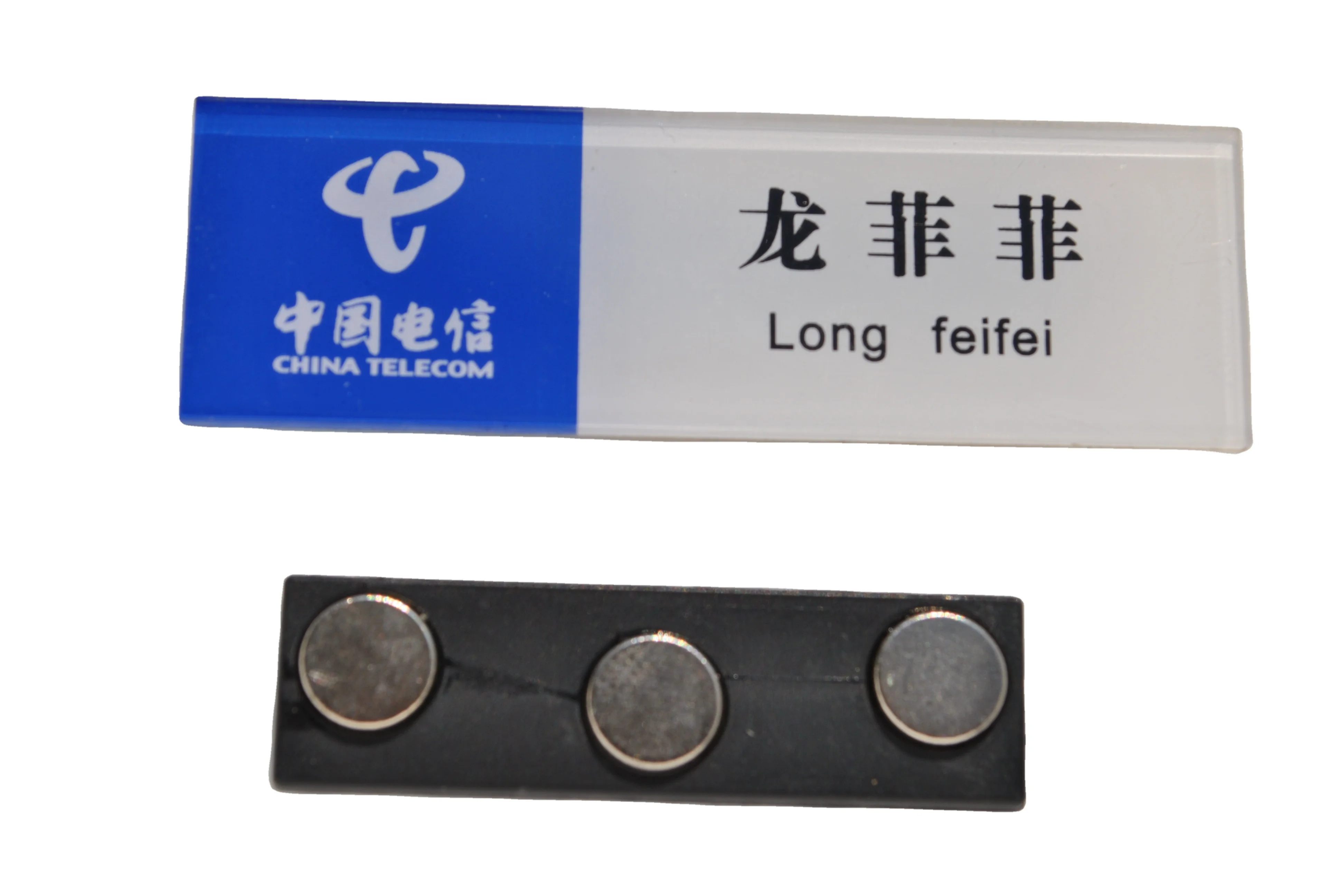 custom printed different name metal flat name tag with pin