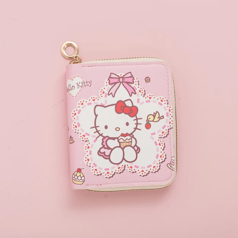 New Short Hell KT Cute Cat Purse Coin Wallets Cartoon Student Women Girls Mini Zipper Fancy Hello KT PU Wallets