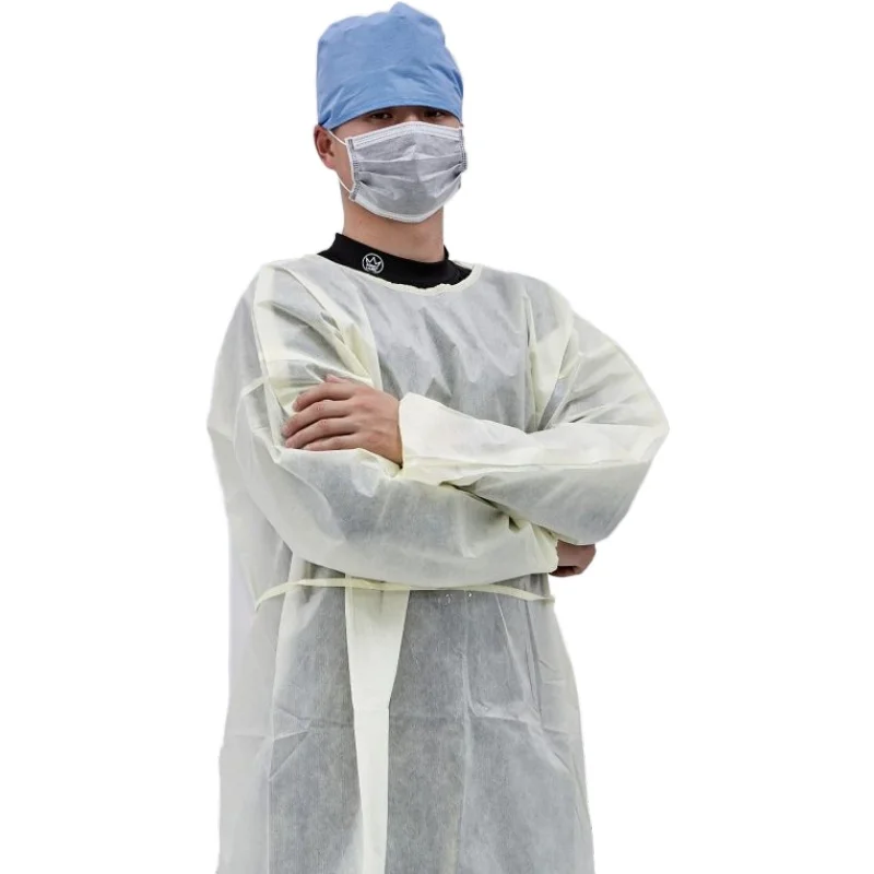 Impervious Level 1 PP Isolation Gown Disposable Yellow Doctor