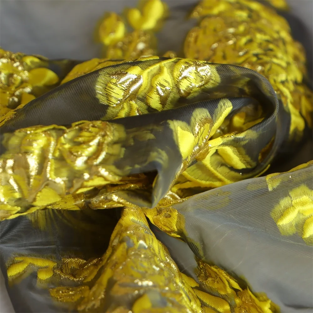 JIAYI фирменный 2023 новый дизайн роскошные цветочные Великолепные Металлические жаккардовые ткани одежда женские платья и занавески