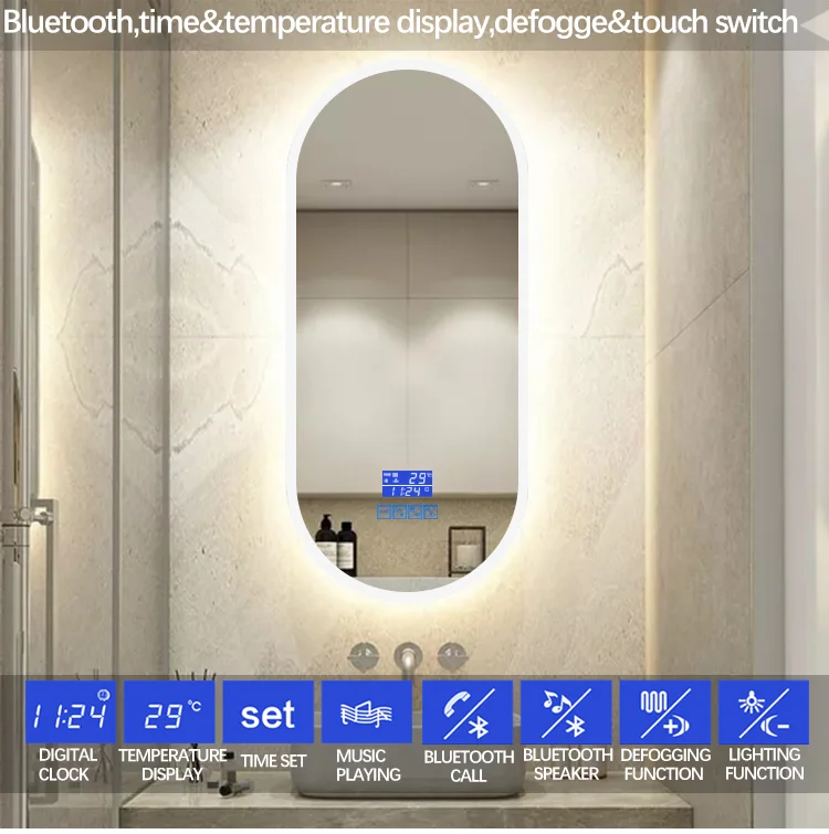 Modern  Makeup Dressing Vanity Table with Lighted Mirror decor live room mirror with time display