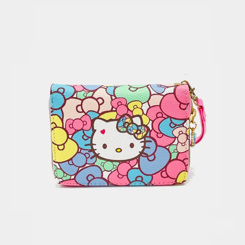 Sanrio Cartoon Woman Wallet Trendy Cute Folding Purses Card Holder Bag Pockets Note Compartment Leather Handbags