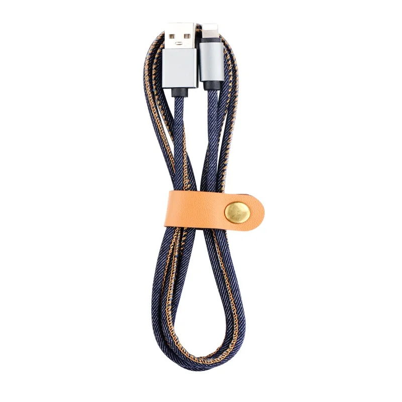 Durable cloth denim cell charger 1.8m 10 ft micro usb android fast charging cable for X 8 7 Plus iphone devices