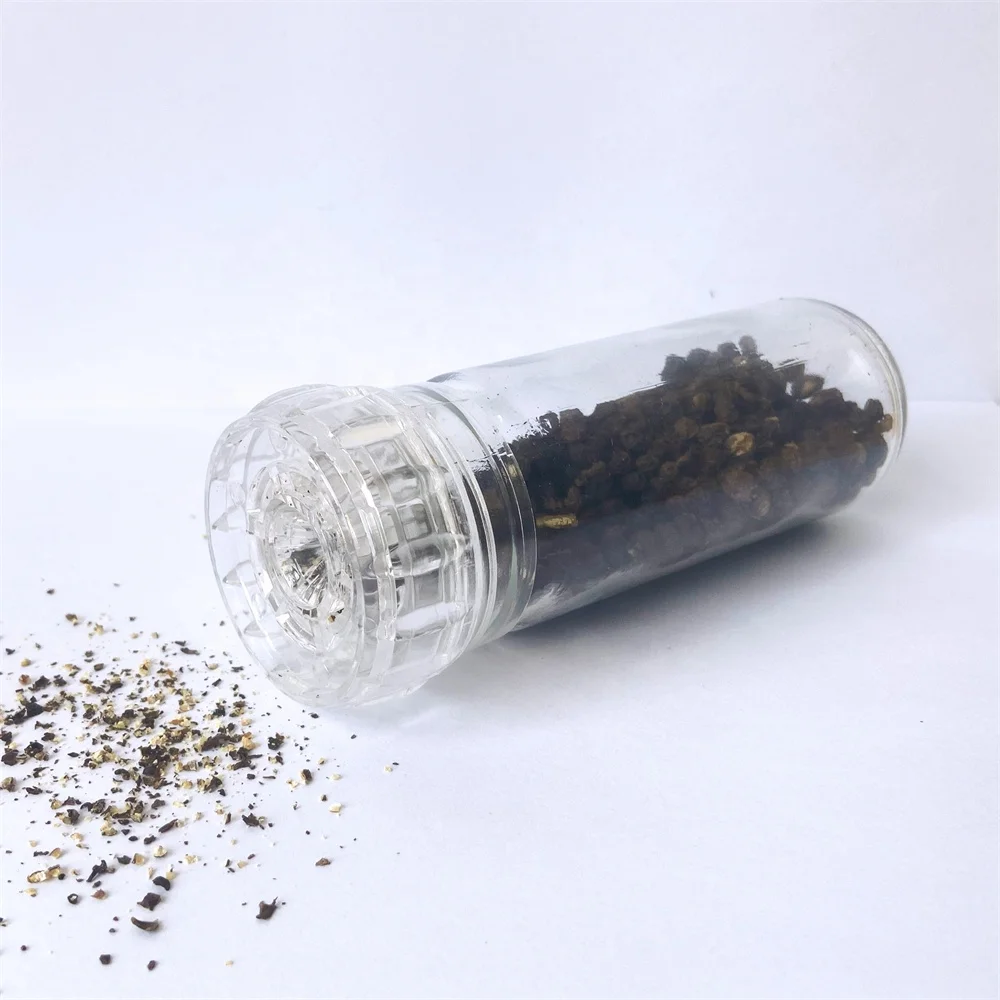 mini black colorful manual plastic pepper grinder salt mills parts herb spice grinder with 100ml glass shaker bottle