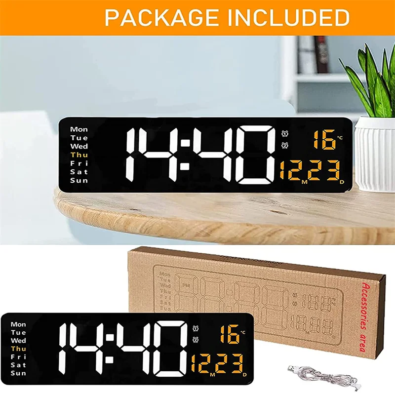 12 inch Amazon  selling Wall alarm clock with  Two Alarm  Temperature  Date and 12/24H