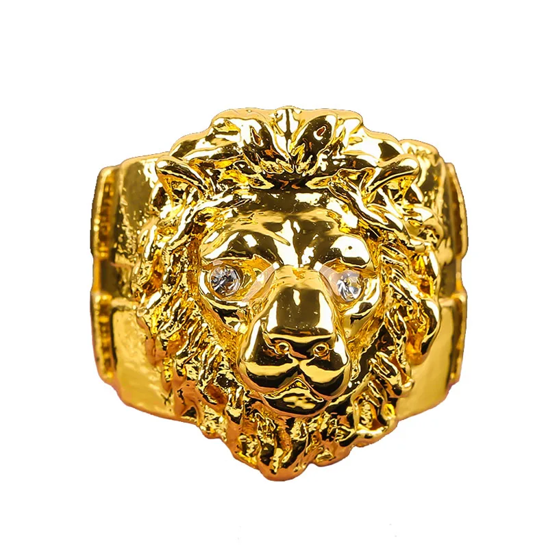 Модные ювелирные изделия, 18k, Золотое дизайнерское мужское кольцо с гравировкой головы льва, значок, подарок на день рождения, сувенирное кольцо в стиле хип-хоп