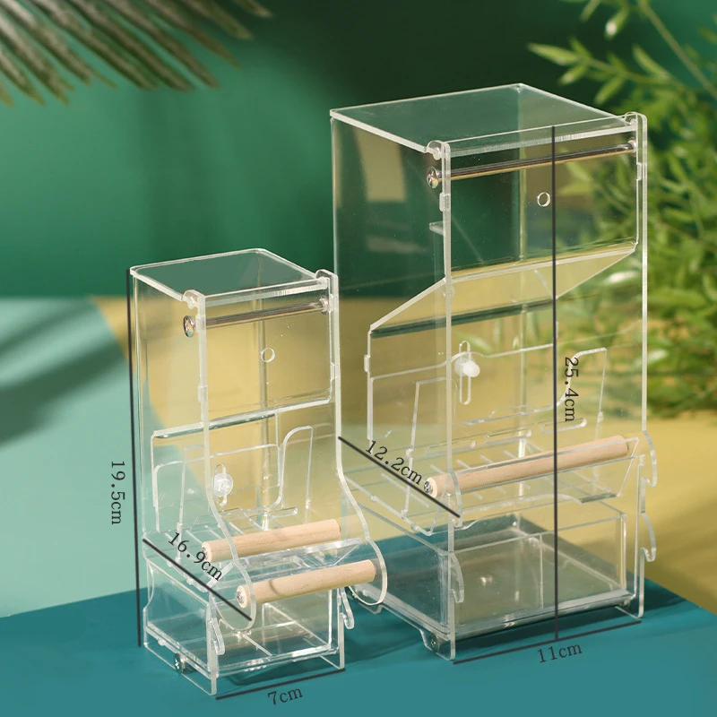 Acrylic Bird Feeder Bowls Pet Food Containers Plastic Box Transparent Clear View Window Plastic Eating Plastic Trays S.M