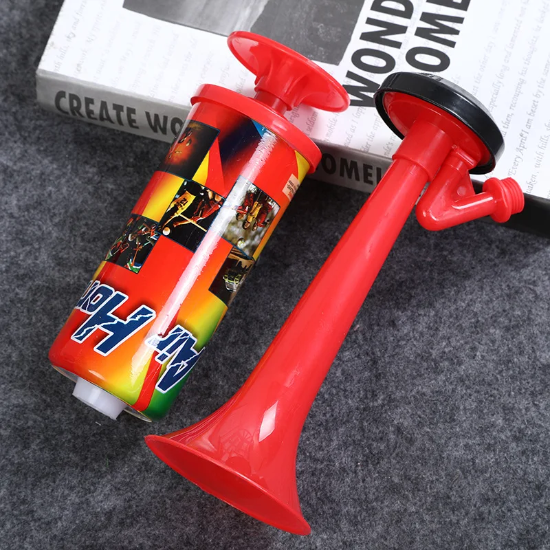 2023 Hot Selling Football Match Sports Supporters Air Horn Plastic Colored Children Party Cheering Hand Pump Air Horn