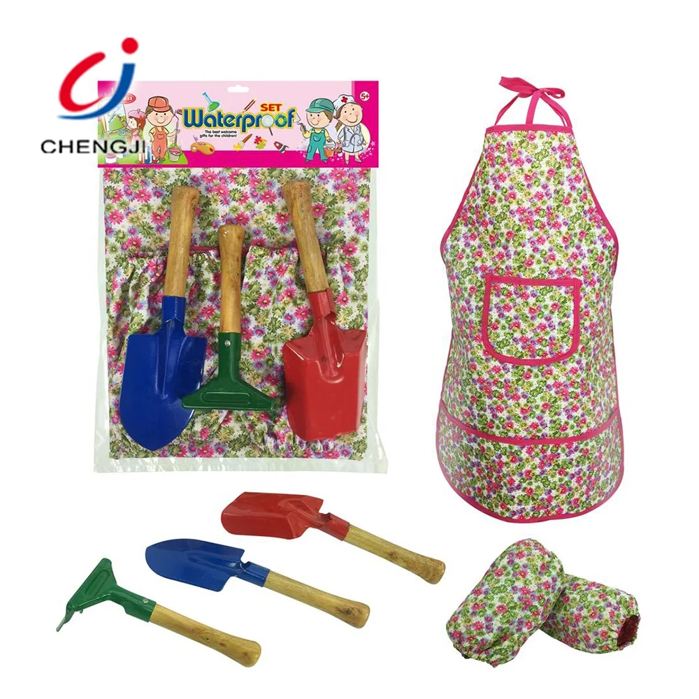Kids learning waterproof garden tool set toy, pretending role play happy boy tool toy garden