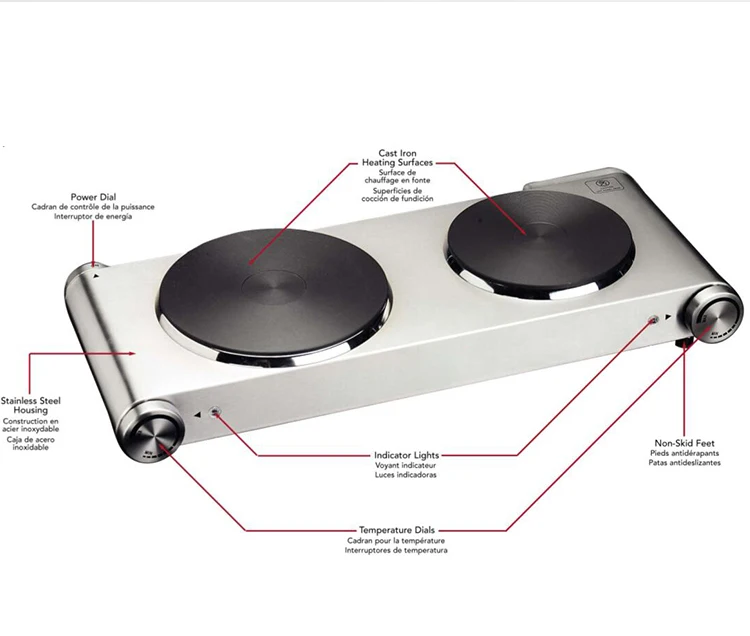Metal Housing Cast Iron Portable Electric Hot Plates Designed In Germany Hot Plate Cookware