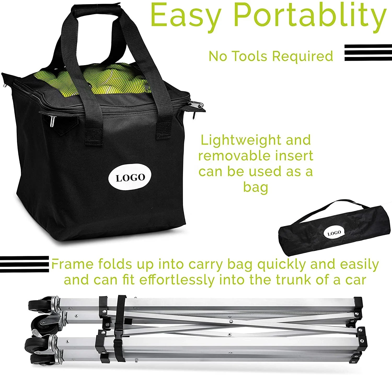 Tennis Cart With Wheels Support Oem Customize Color And Logo Folding Movable Tennis Ball Basket Cart Ball Picking Trolley