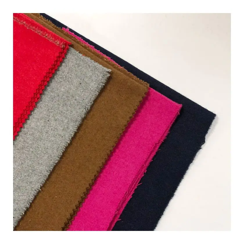 Factory promotion multi colored plain fabric 100%polyester melton wool fabric for overcoat