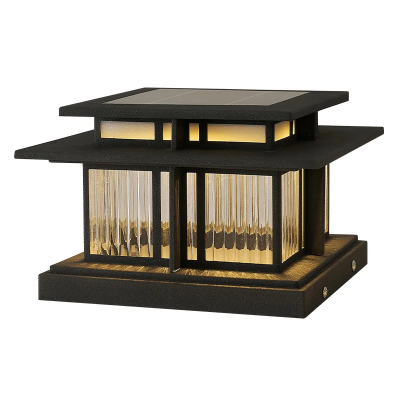 Waterproof Outdoor LED Column Lamp for Courtyard New Chinese Garden Solar Villa Gate Lamp Garden Villa Column Lamp