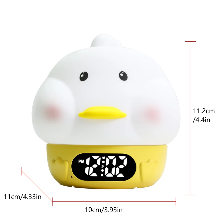 1pc new duck night light alarm clock, date/temperature conversion display, can switch light color