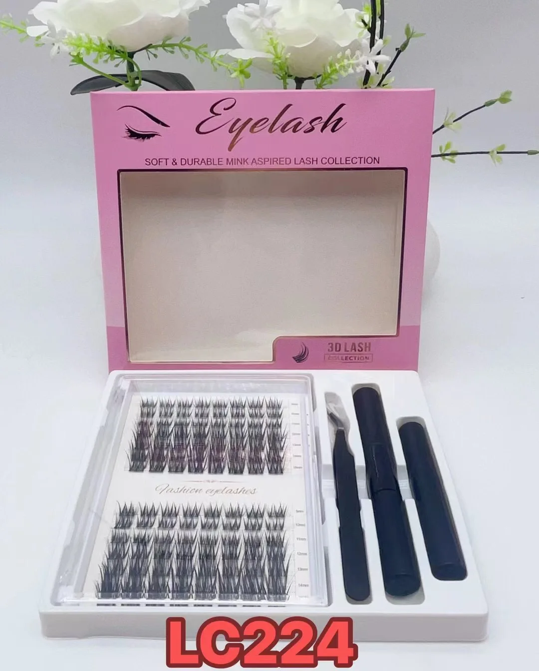 Wholesale glue-based individual lash clusters eyelash diy lash extension Fan 30d 40d 50d Pre-cut segment cluster lashes
