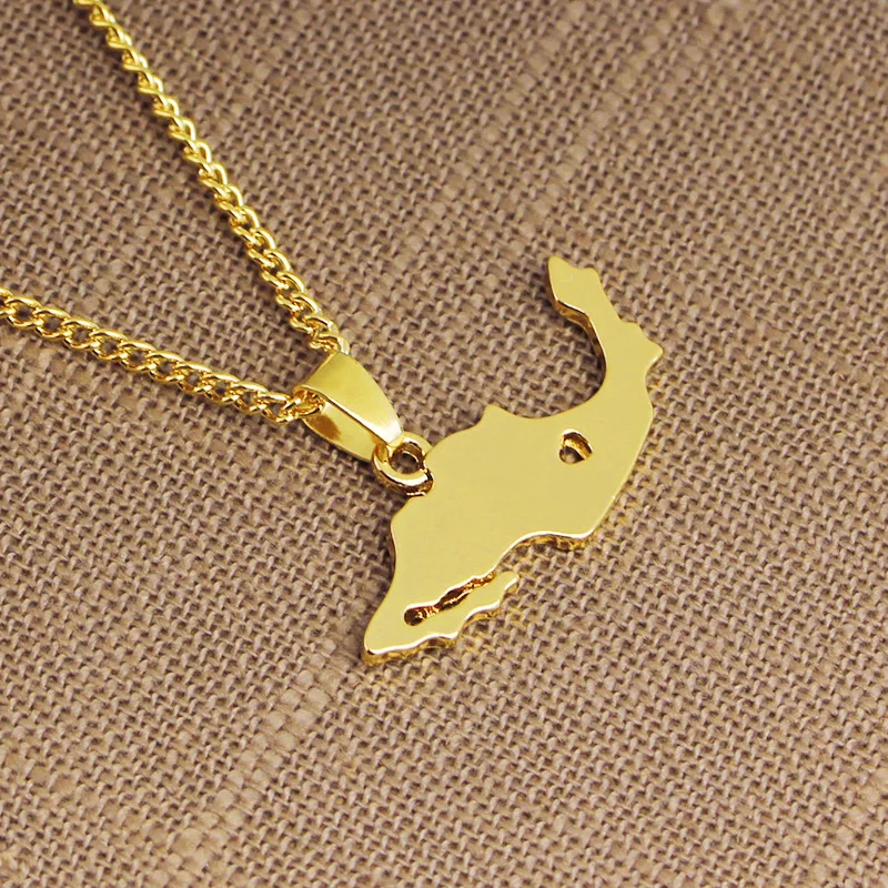 18k Gold Mexico Haiti Ghana Congo Different Country  Women Men Fashion Map Pendant Necklace